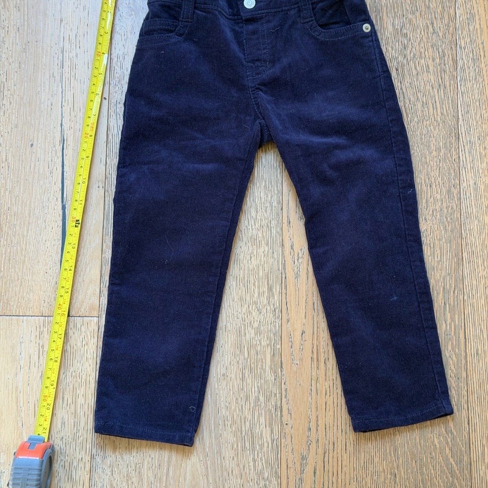 Kids Navy Corduroy Skinny Stretch Pants